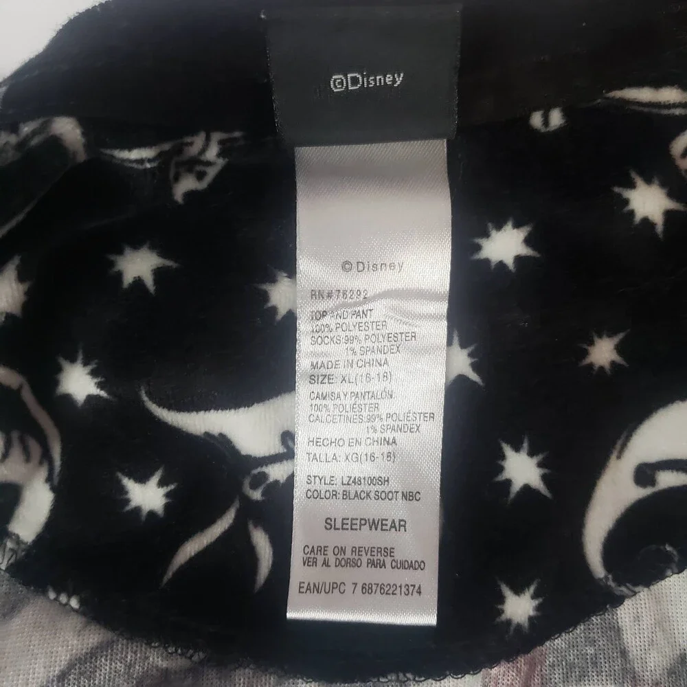 NIGHTMARE BEFORE CHRISTMAS Sleepwear Black Pajamas Top & Bottom Size XL - Picture 7 of 10